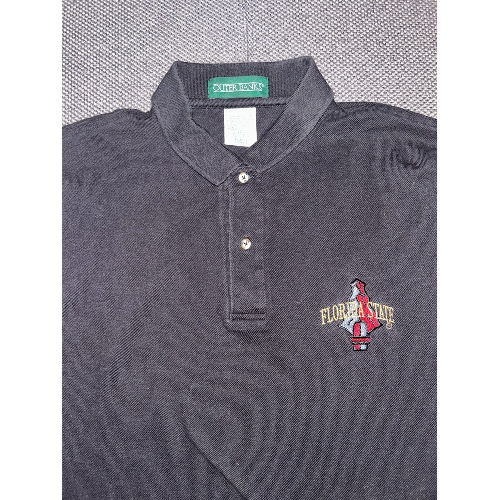 Vintage 90s Florida State Seminoles Embroidered Logo Black Polo Shirt Mens XL